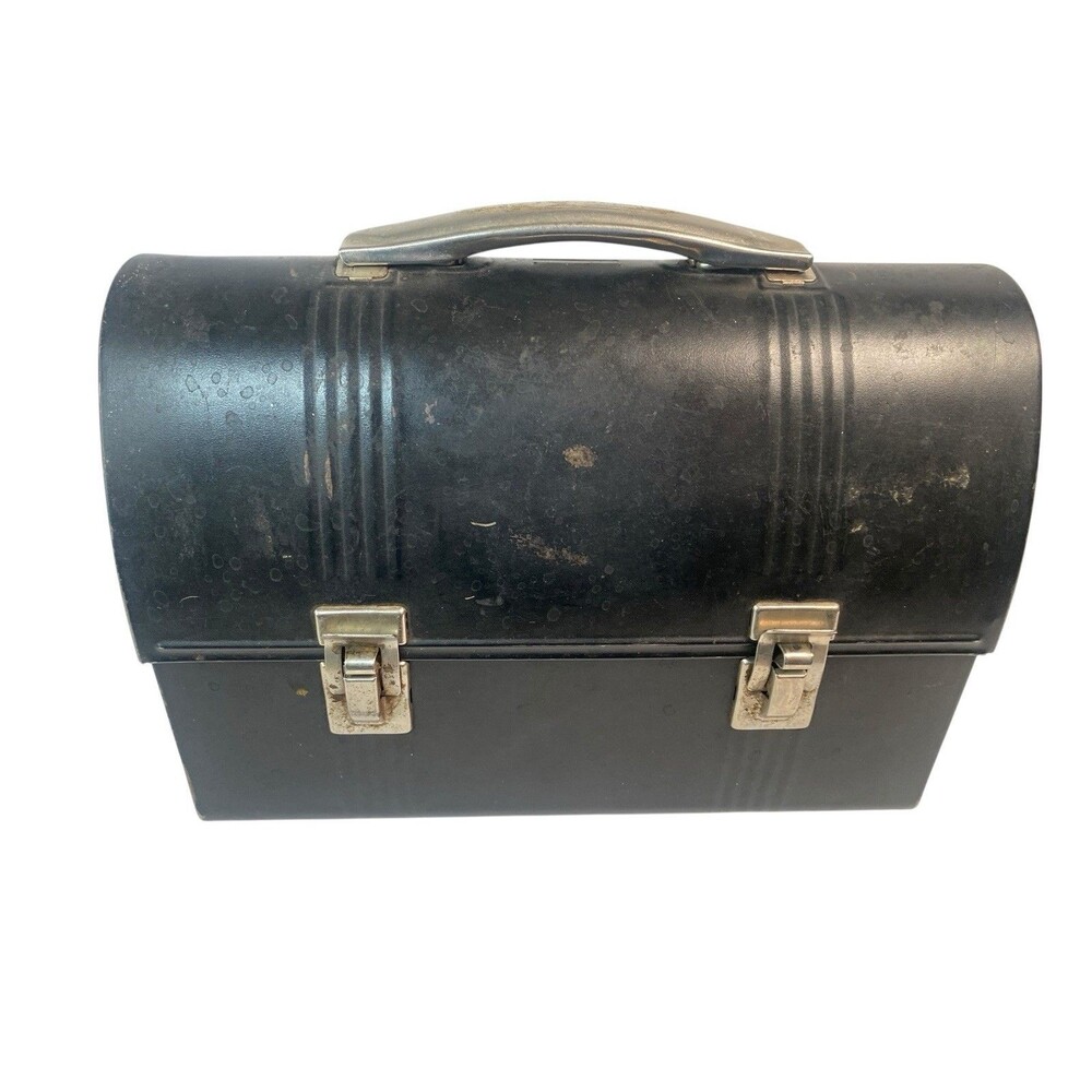 Vintage Black Dome Lunch Pail Rustic Worker's Box Coal Miner Steel